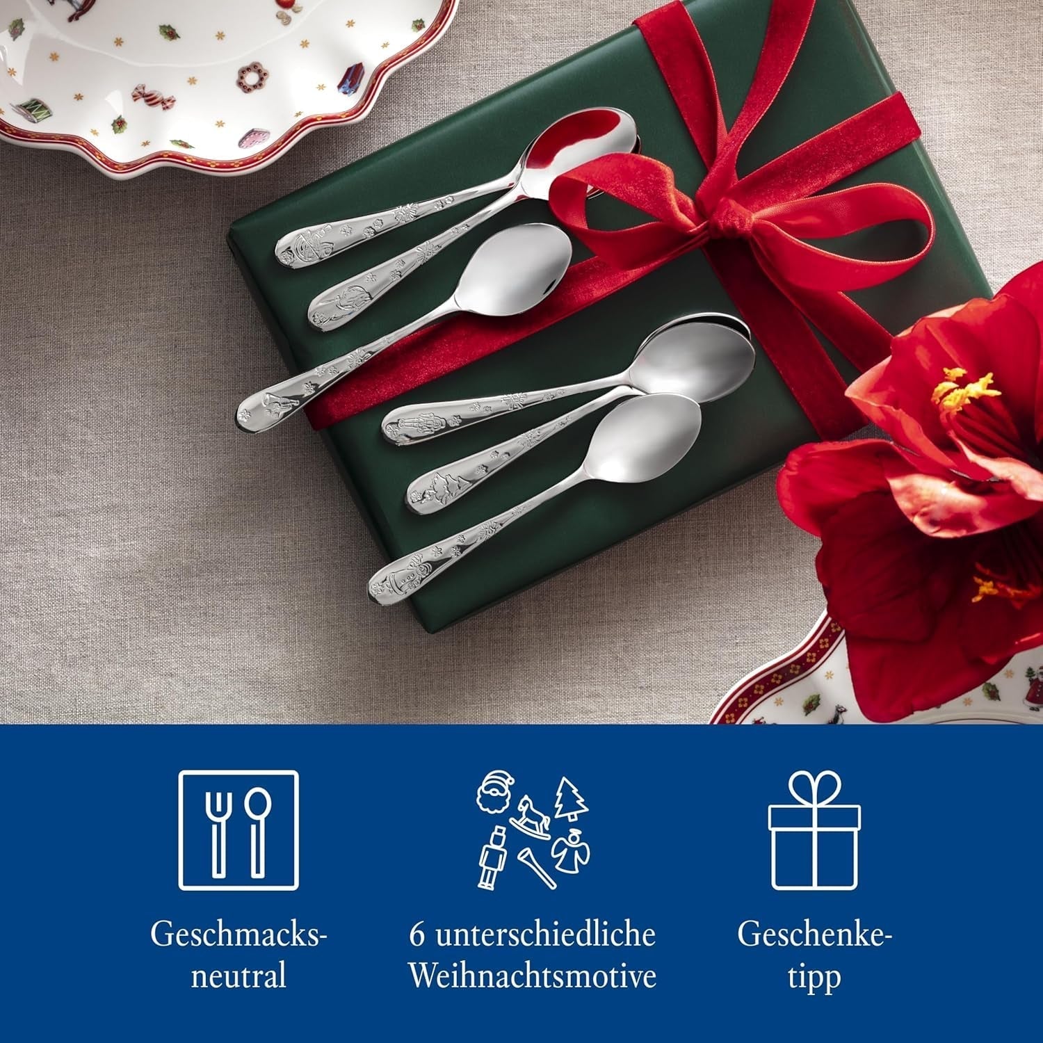 Villeroy & Boch - Toy'S Delight koffielepelset 6-delig Zilver Platina, vaatwasmachinebestendig Keuken Naty Shop