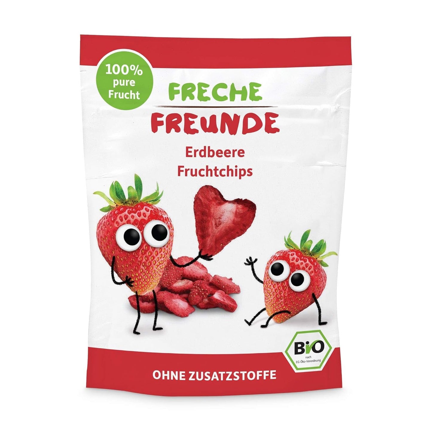100% Aardbei Biologische Fruitchips Gevriesdroogde Aardbeienchips, verpakking van 12 (12 x 12 g) en Crispy Hearts Banana & Strawberry Biologische kinder- en babysnack (9 x 30 g) 270 g
