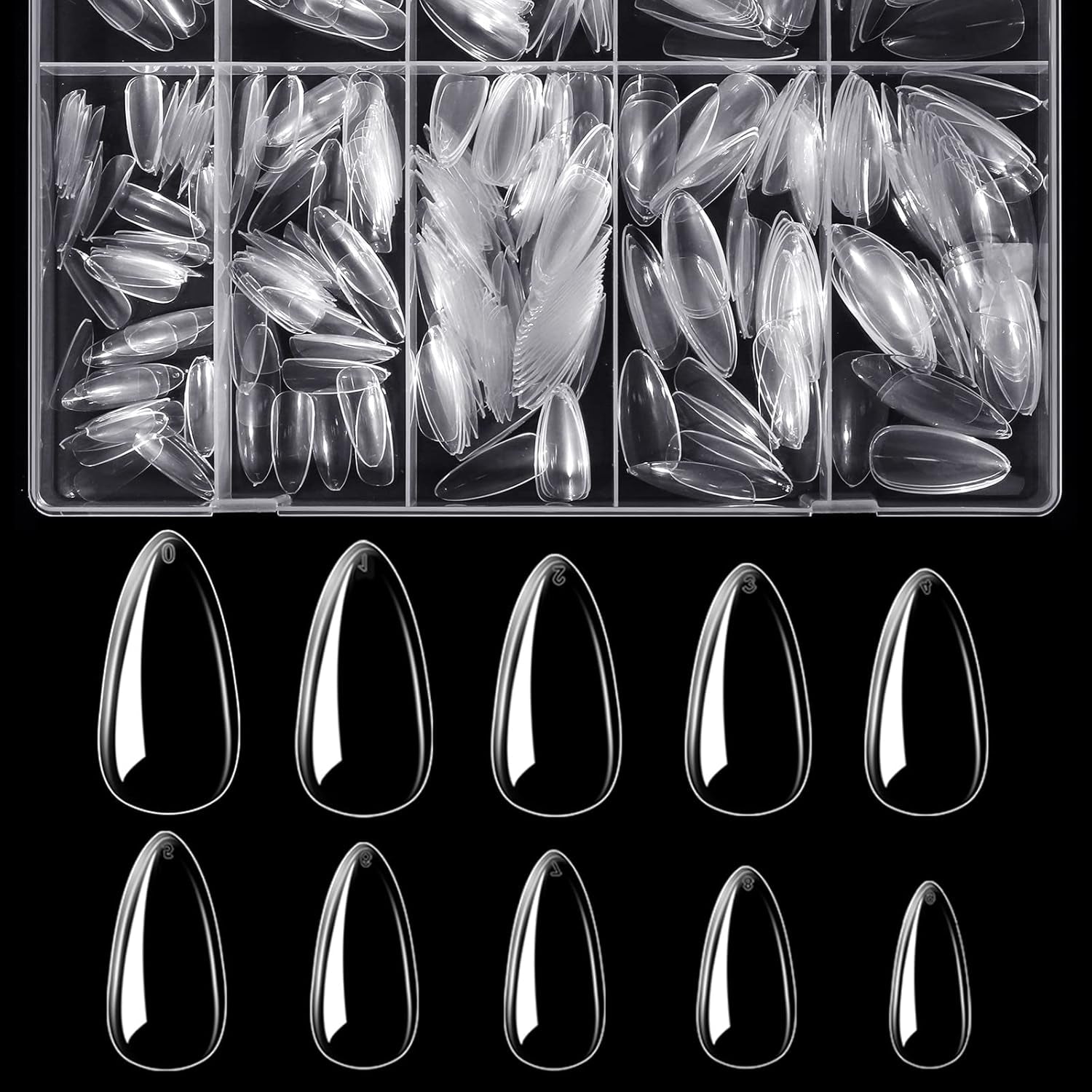 Btartbox Extra Korte Amandelnageltips - Volledige dekking Gel X Soft XS Gelnageltips - Voorgevormde semi-matte voor brede nagels Salon 320 stuks