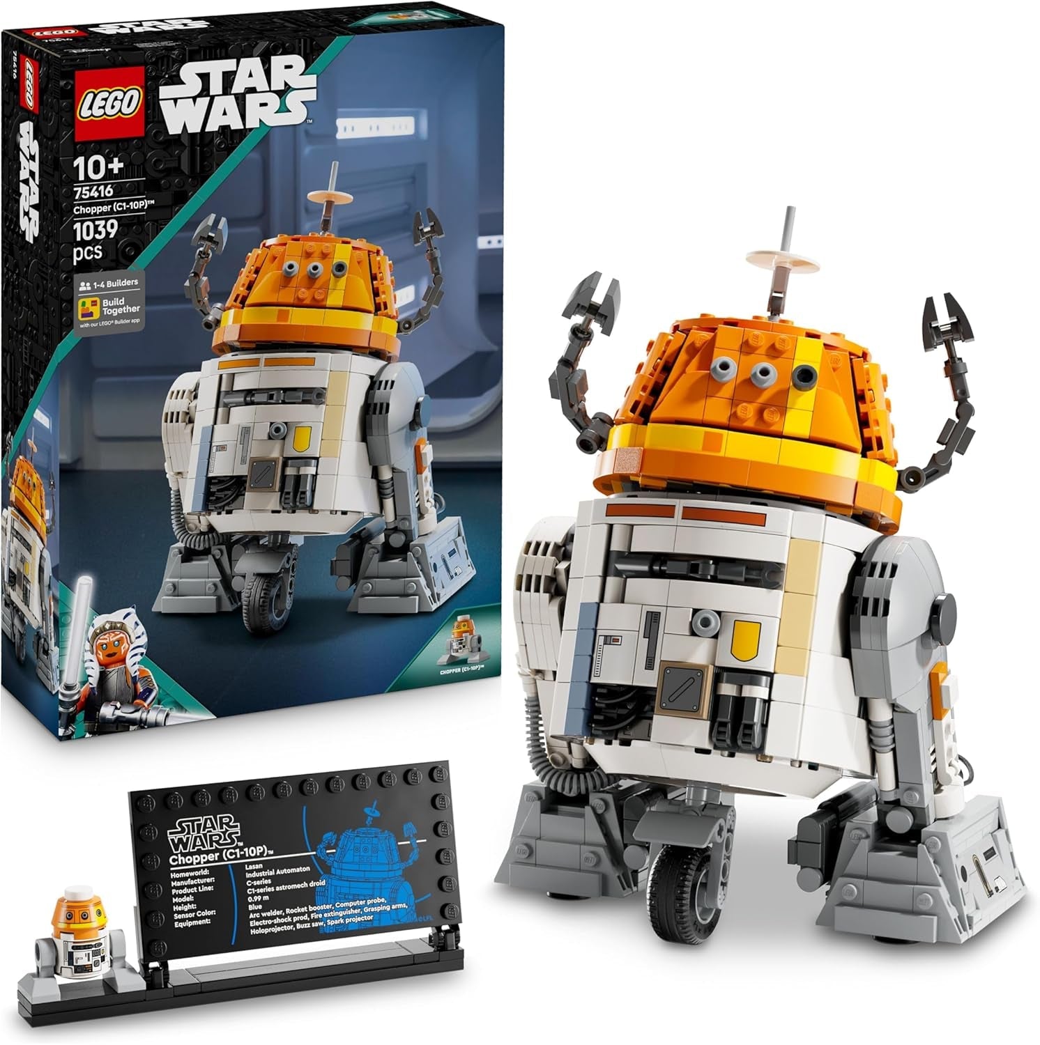 LEGO Star Wars figuur 75416 Ahsoka Astromech Droid Chopper (C1-10P) - speelgoed met beweegbaar hoofd, afneembare armen en centraal wiel - cadeau voor Ahsoka-fans, jongens en meisjes vanaf 10 jaar Bouwsets Besuche in LEGO-Store Standaard titel
