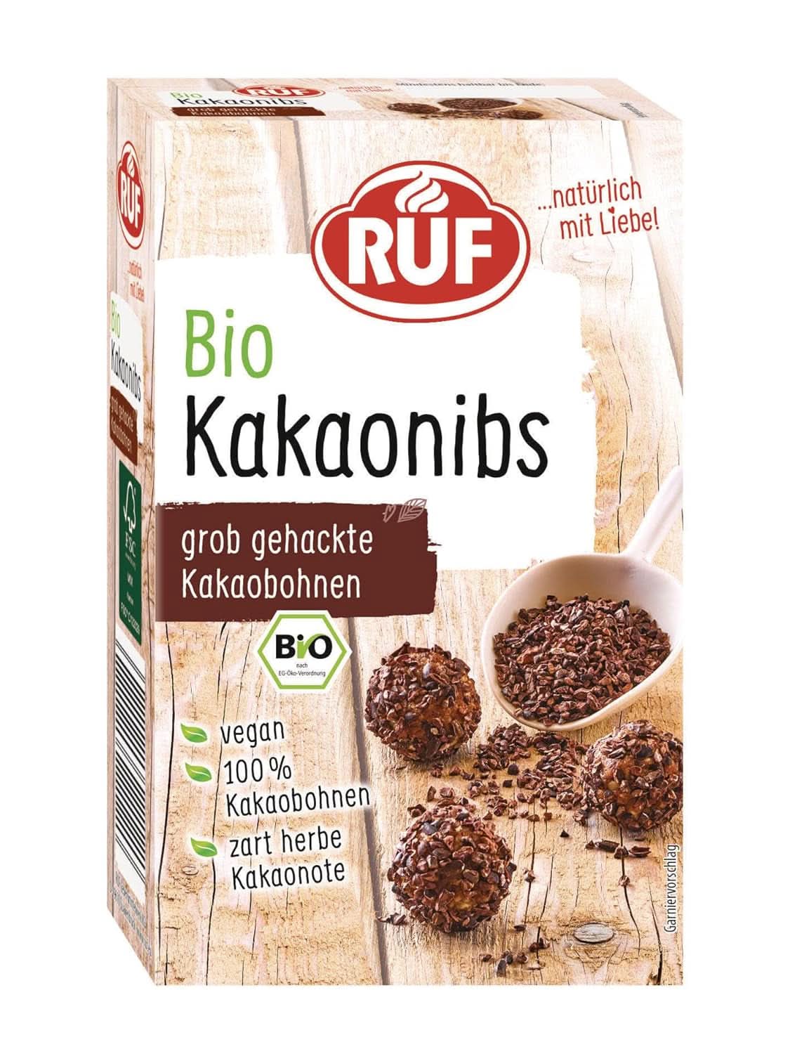 RUF cacaopoeder van biologische kwaliteit, 125 gram Cacao en Hot Chocolate Naty Shop Cacaobonen 150 gram