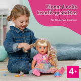 BABY born Carla - pop 43 cm - hoge kwaliteit blond haar met lokken - geen batterijen nodig - geschikt voor kinderen vanaf 4 jaar - inclusief 7 accessoires, roze