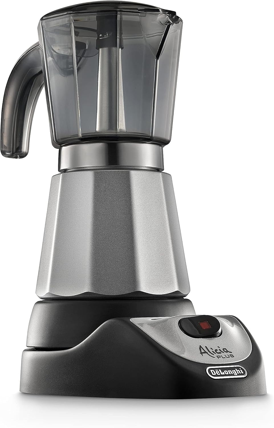 De'Longhi Alicia Plus EMKM6.B Moka Pot (360° draaibaar, 550 W) Zilver-zwart