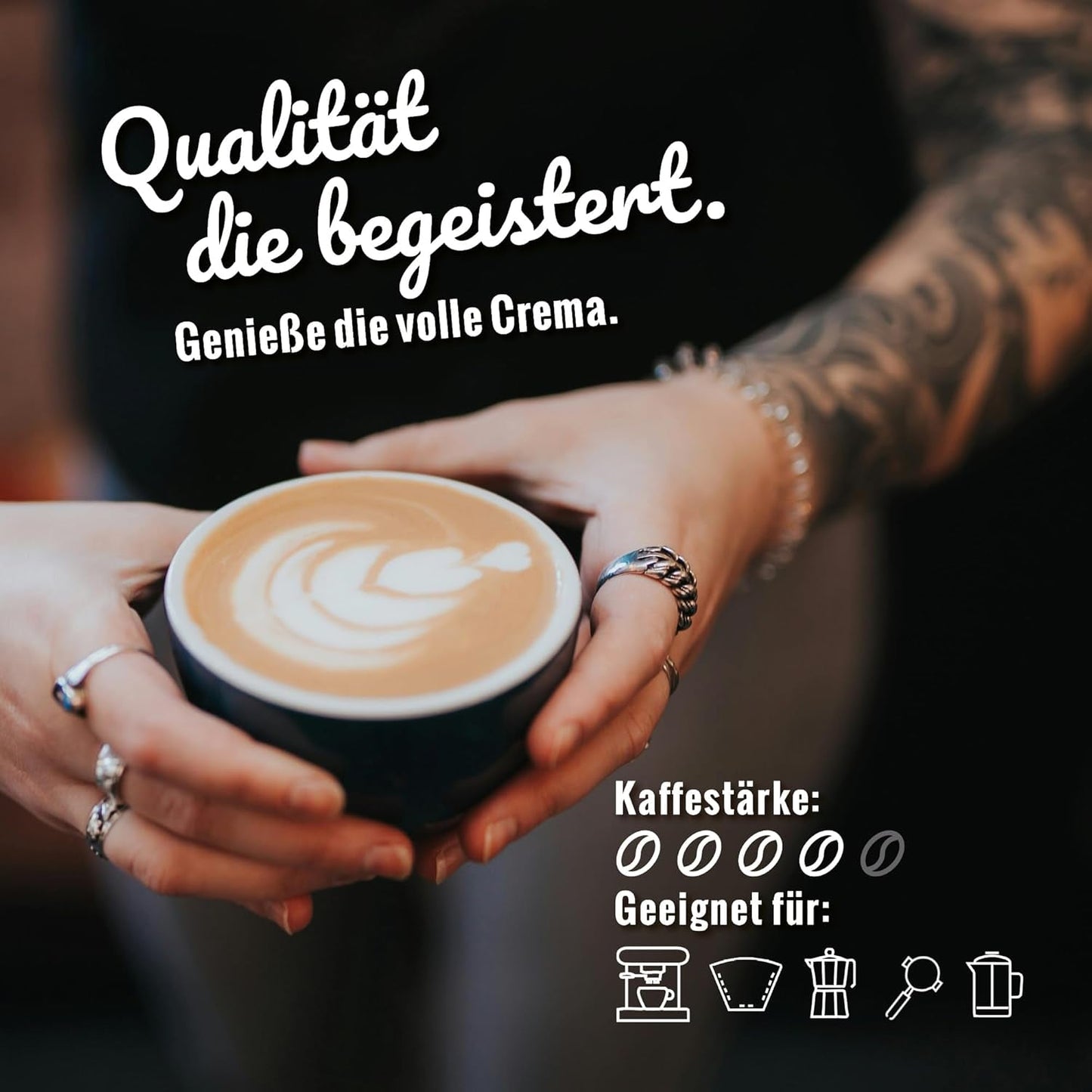 BLANK ROAST - Barista Tattoo Espresso - 1000g - in de lange tijd trommel-röstverfahren geröstet - Bohnen aus den besten Anbaugebieten - Premium Arabica & Edel Robusta - schokoladig & nussig - säurearm