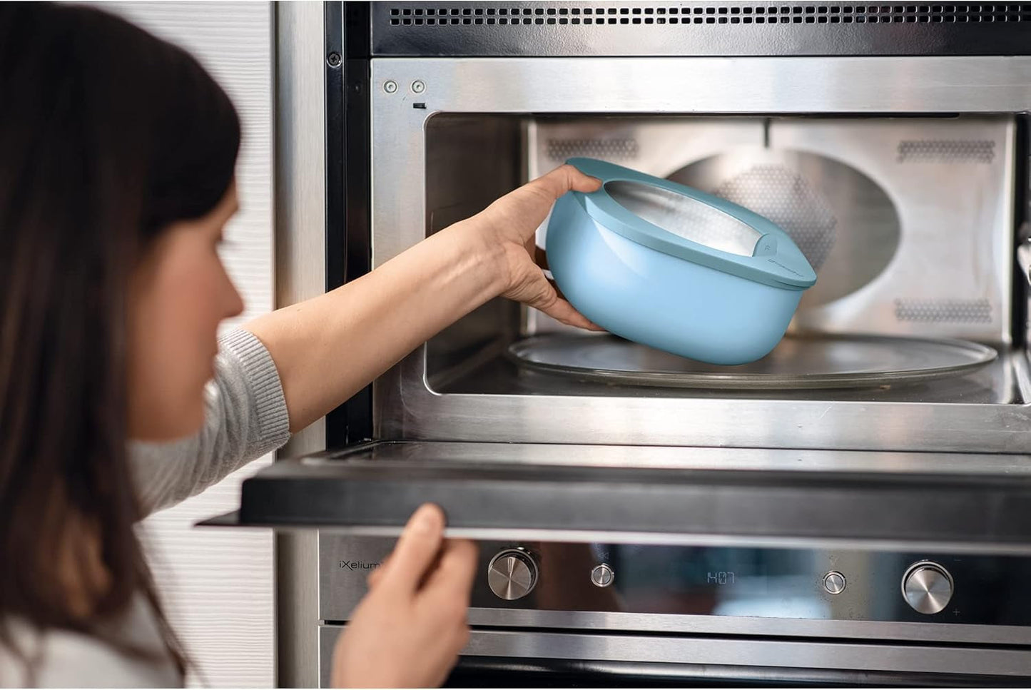 Guzzini - Kitchen Active Design, STORE&MORE Set van 3 luchtdichte dozen voor koelkast/vriezer/magnetron, hoog - 19,5 x 19,5 x h12,3 cm | 750/1550/2800 cc- 17070852 Voedselbewaardozen Naty Shop