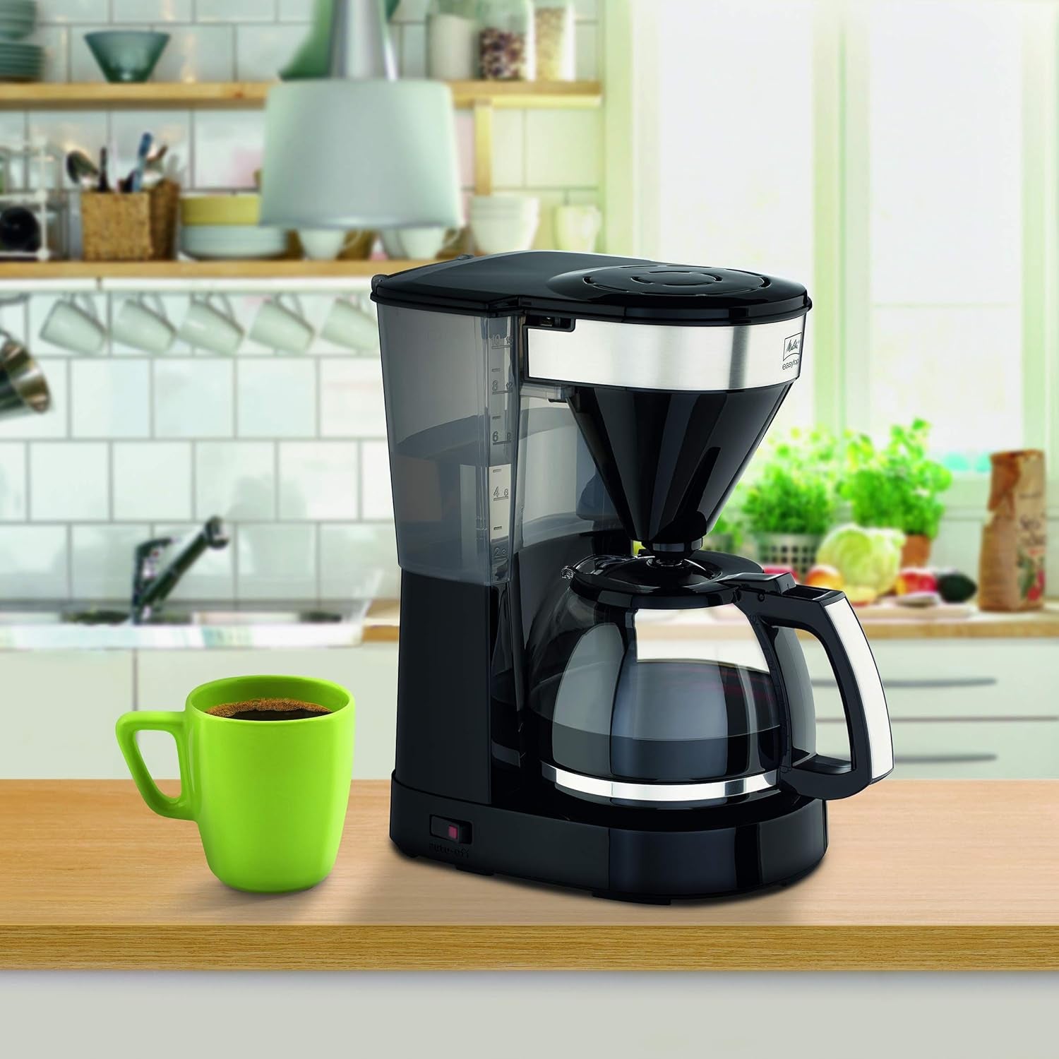 Melitta Easy Top - Espressomachine met filter en glazen karaf, voor maximaal 10 koffiekopjes, zwart/roestvrij staal