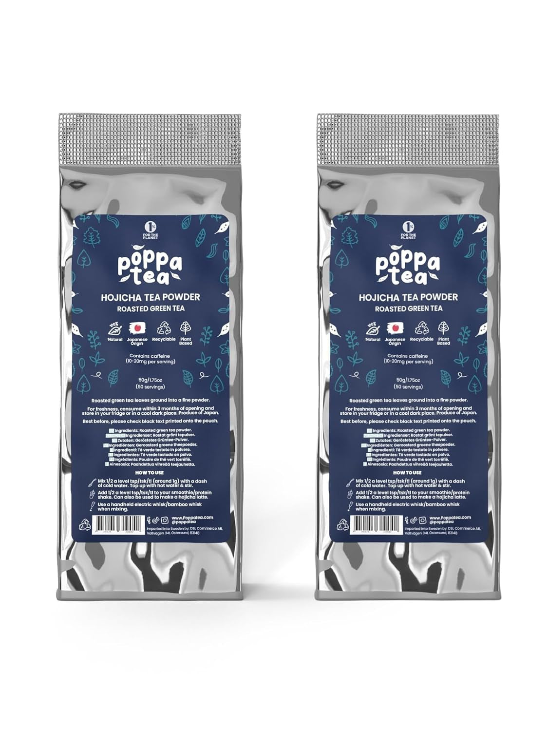 Poppatea Hojicha theepoeder - geroosterde groene thee (navulzakje van 50 g)