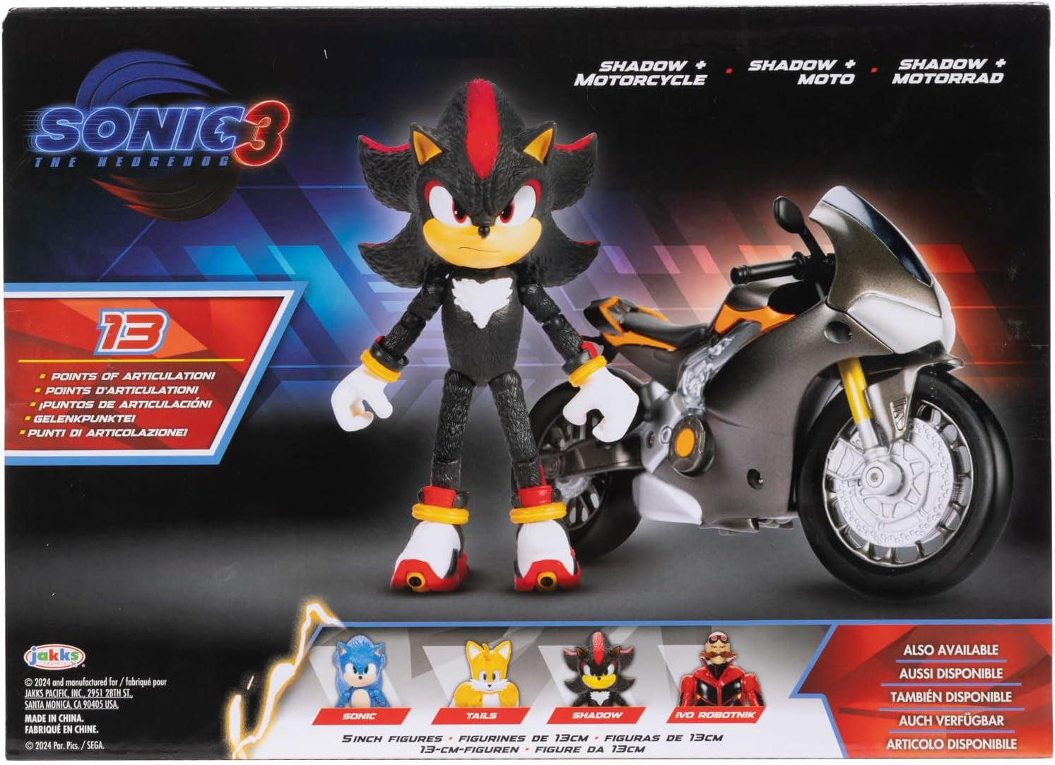 Sonic 3 The Movie Shadow-figuur, 15 cm, beweegbaar, inclusief Shadow Mobile van Jakks Pacific, akoestisch, zwart actiefiguren Naty Shop