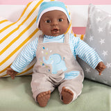 Bayer Design 94001AH interactieve babypop, jongen, praten, zacht lichaam, 40 cm, donker leer, blauw