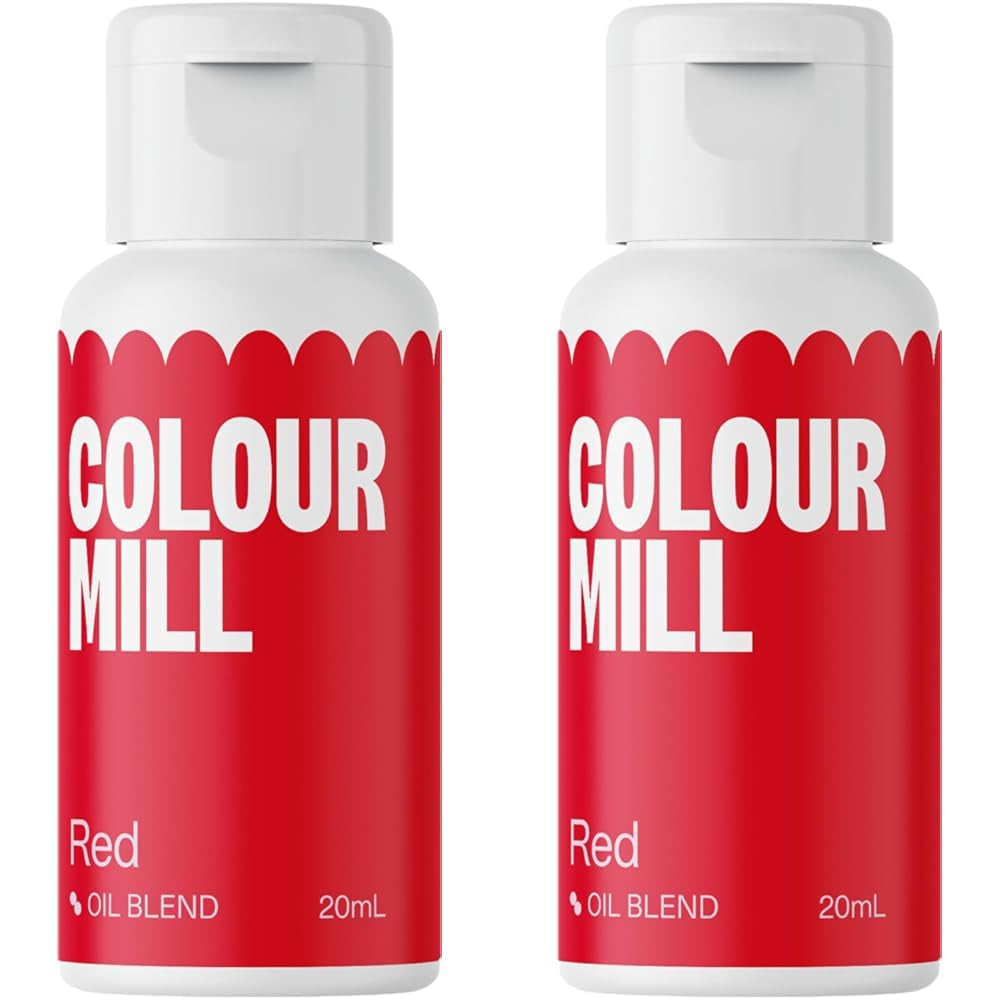 Color Mill Rode Olie Gebaseerde Voedselkleuring - Kleurstof voor Chocolade, Fondant, Muffins, Cakes, Bakken, Macarons - Kleurstof voor Taartdecoratie - 20ml (Pak van 2)
