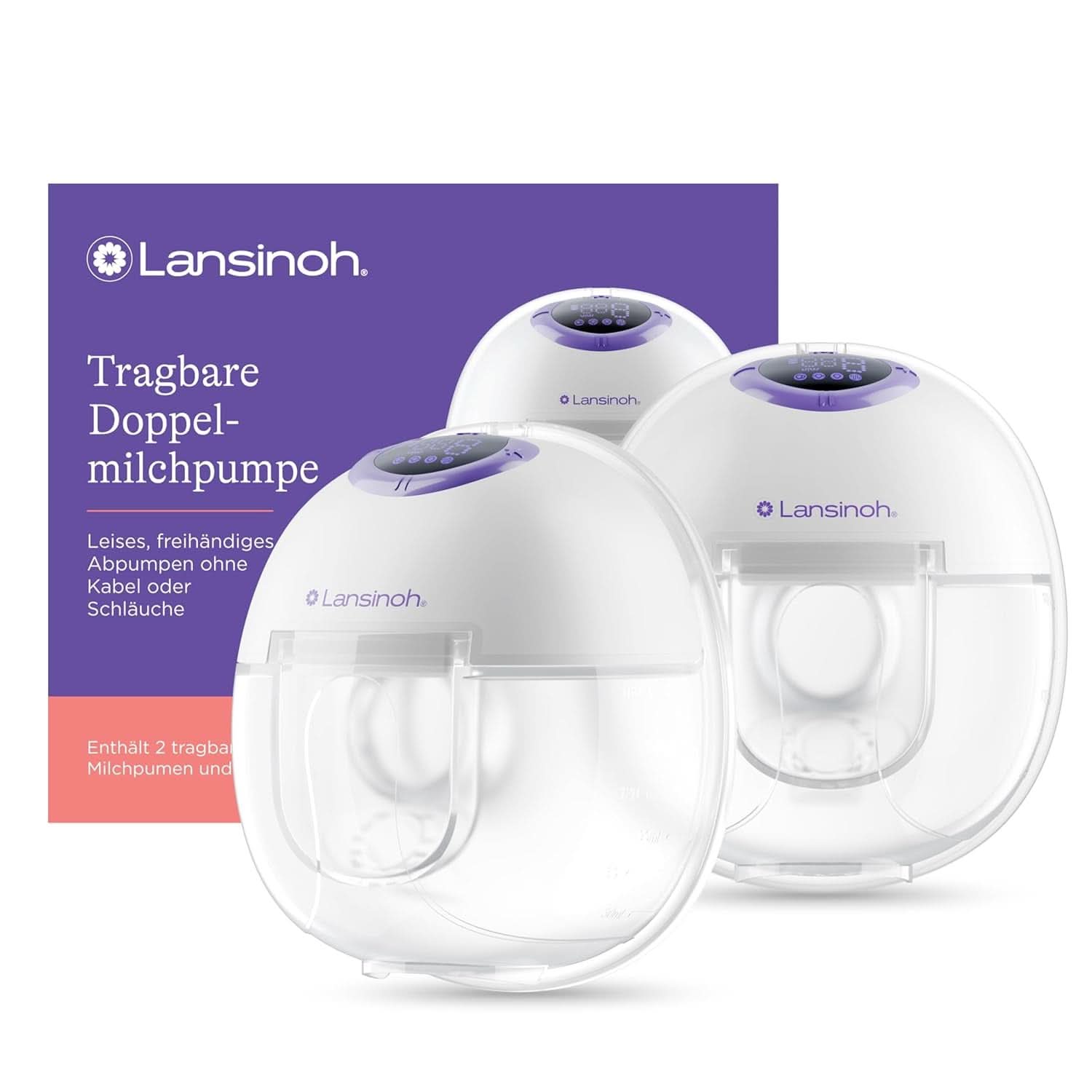 Lansinoh Tragbare Elektrische Doppelmilchpomp – Freihändig en Leise Abpumpen Ohne Kabel & Schläuche – Wiederaufladbarer Akku – Einfache Bedienung & Reinigung - Handsfree Accessoires Voeding en Borstvoeding Bebe Naty Shop