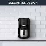 Rowenta Adagio filter-espressomachine, roestvrijstalen thermische karaf, houdt koffie tot 4 uur warm, capaciteit van 10-15 kopjes, capaciteit van 1,25 liter, verwijderbare filtermand, automatische uitschakeling, zwart, CT3818