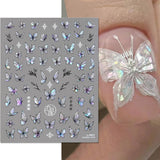 2 Blätter Schmetterling Nagelsticker Selbstklebend,Muschel Glitzer Nail Art Butterfly Nail Sticker Lila Grau Schmetterlinge Nagelaufkleber Relief Laser Vlinders Nagelsticker Nageldesign Zubehör