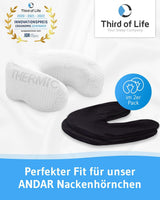Zwarte kussensloop Dubbelpak Perfect voor ANDAR nekkussens Maco-katoen (dubbel jersey) Niet strijken en geschikt voor de droger Set van 2 kussenslopen met ritssluiting Oeko-Tex-gecertificeerd Cervicale orthopedische kussens Naty Shop