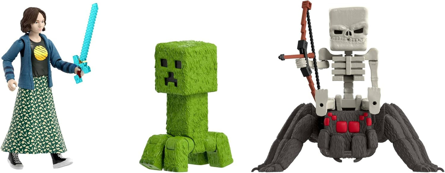 Mattel Minecraft-verhaalset met 4 actiefiguren en 3 accessoires Ontmoetingen in de bovenwereldset Minecraft-filmgeïnspireerd verzamelspeelgoed JFR70 Actiefiguren Naty Shop