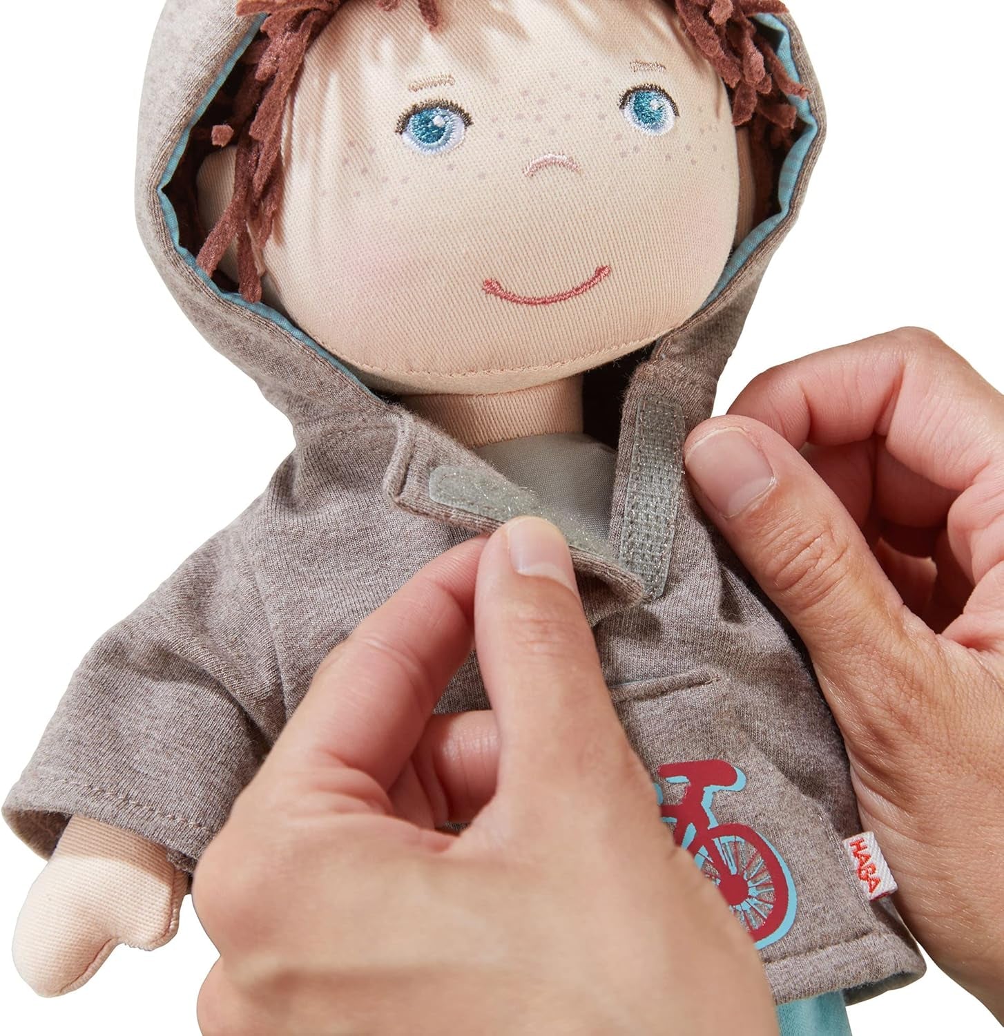 HABA Lian pop - Zachte stoffen pop 30 cm, ideaal voor baby's en peuters, wasbaar en gemakkelijk aan- en uit te kleden, vanaf 18 maanden - 1302109001