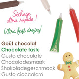 Scrapcooking - Set van 4 kerstchocolade kleurpotloden - bruin, wit, groen en rood - eetbare kleurstof - kleurstof voor schrijven - schrijven en tekenen op desserts, cakes en koekjes - 7060