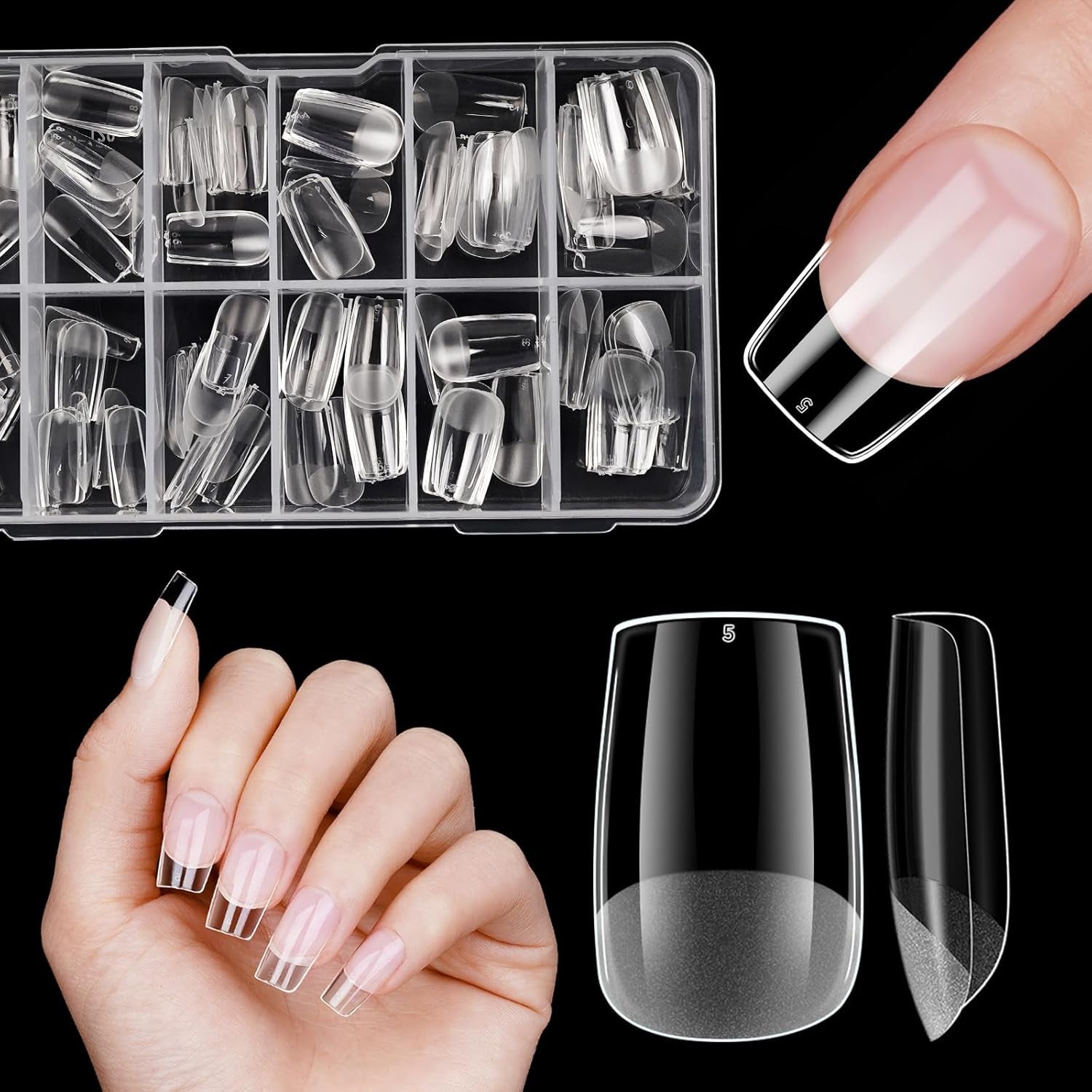 Korte kunstnagels Ballerina 120 stuks lijm op 12 maten Korte kunstnagels Zachte gel Volledige dekking nageltips voor korte gelnagels S