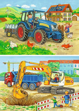 Ravensburger Puzzel voor kinderen - 07616 Bouwplaats en boerderij - Puzzel voor kinderen vanaf 3 jaar, met 2X12 stukjes Puzzel Naty Shop