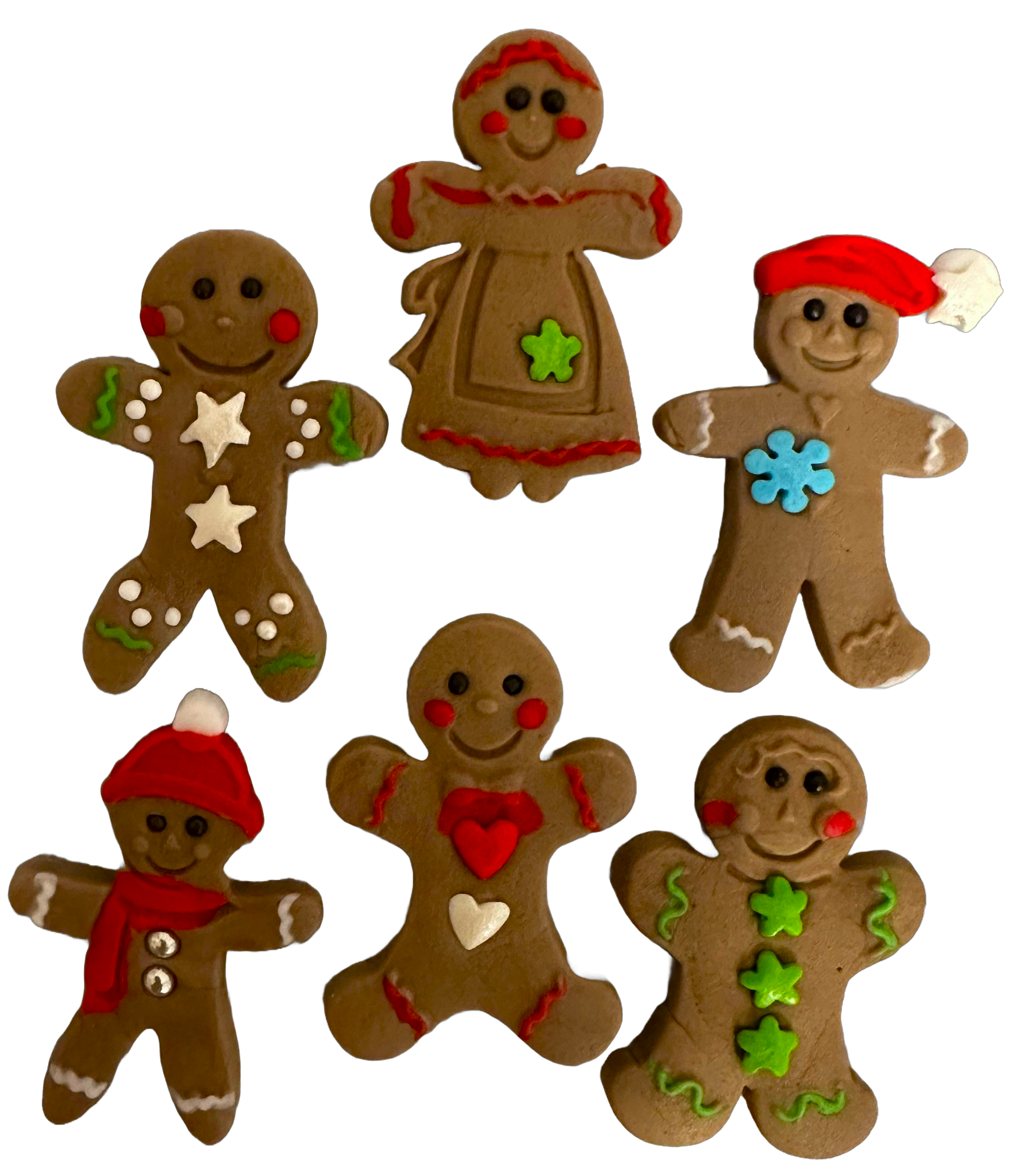 Set van 6 eetbare suikerdecoraties, Peperkoek - Kerstsuikerpasta-decoraties Nati Shop