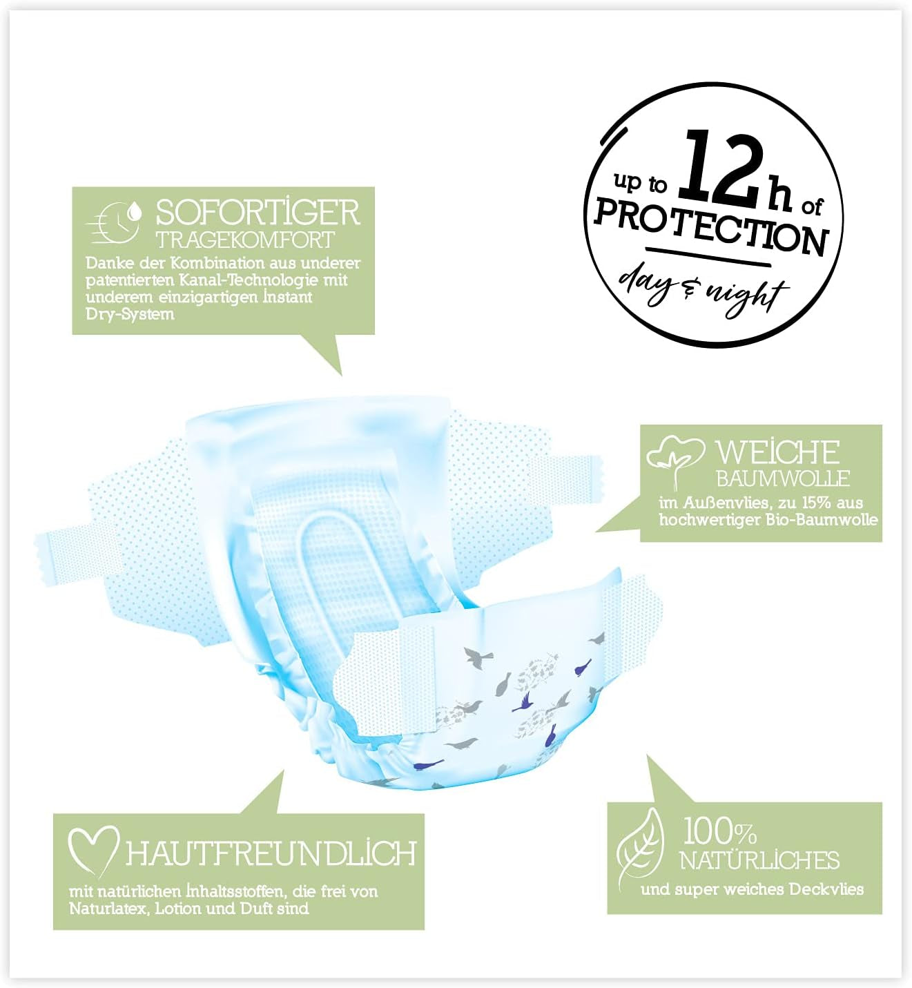Pure & Nature Biologische Luiers Maat 6 XL (17-28kg) Maanddoos 84 Biologische Luiers