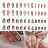 Kunstnagels Natuurlijke glitter Korte druk op acryl Zelfklevende glitternagels voor dames Meisjes Nagelkunstaccessoires 48 stuks