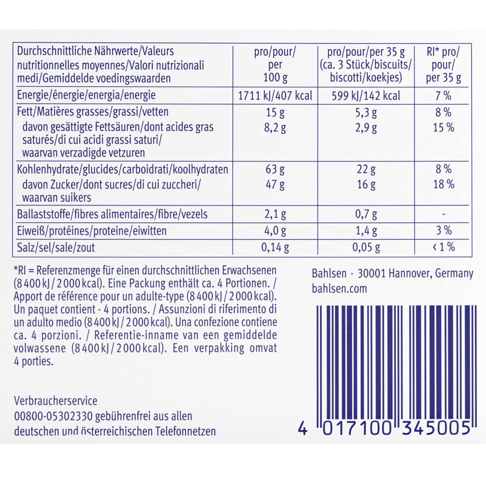 Bahlsen Messino Edelherb - Pak van 4 - Edelherb Chocolade Sinaasappel Vulling Pluizig Deeg (1 x 125g)