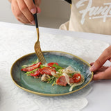Henten Home Bijzondere steengoed borden, snack- en sauskommen - 20x17cm voor 4 personen, porseleinen ontbijtborden - modern groen design
