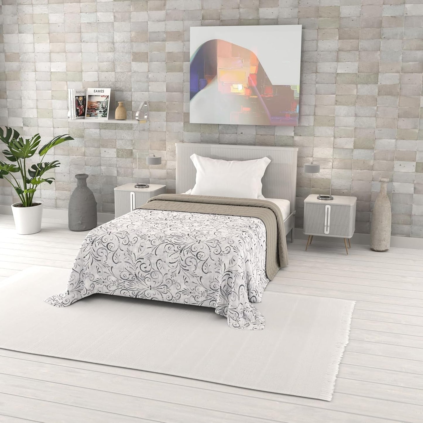 Zomerdekbed met fantasieprint, polyester vulling, Bloemblaadjes, 260X270Cm Dekbedden en quilts Naty Shop Ornato 220X270Cm