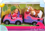 Simba 105737460 - Evi Love Evi paardentrailer met roze jeep, paars paard en ponyhanger, aankleedpop, 12 cm, vanaf 3 jaar poppen Naty Shop standaardtitel