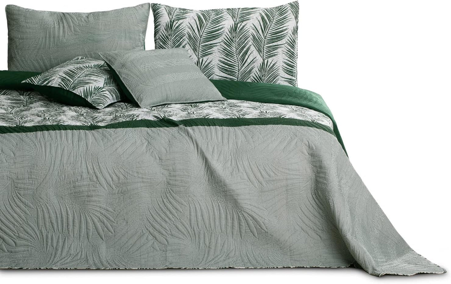 Ameliahome Sprei Sprei 170X210 Cm Dubbelzijdig Onderhoudsvriendelijk Sprei Plantpatroon Groen Wit Tropisch Bonaire Bedden en Dekens Besuche den AmeliaHome-Store Tropical Bonaire Groen Wit 170 X 210