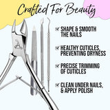 ARMIZ 4-delige nagelriemschuiver en tangenset, professionele nagelriemverwijderaarset, roestvrijstalen multifunctionele manicure-pedicuretang