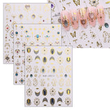 JMEOWIO Nagelsticker Herz Mond Stern 9 Blatt Nail Art Sticker Selbstklebend Nagelaufkleber Bunt Decoratie Nageldesign Zubehör