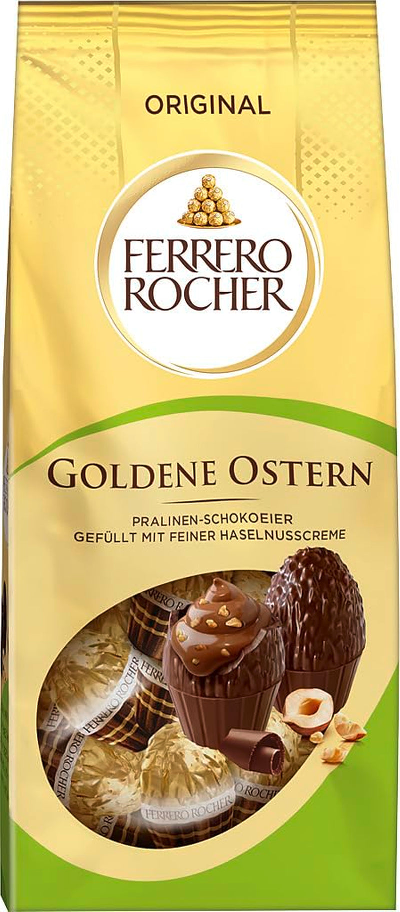 Ferrero Rocher chocolade-eieren 90g – melkchocolade met stukjes hazelnoot en fijne cacaocrème met hazelnoten – paaseieren voor paasnestjes – paascadeau – paaschocolade, paassnoepjes