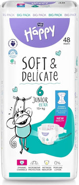 Bella Baby Happy Premium Luiers, Maat 6, Junior Extra, 15+ kg, 96 stuks, DERMATEST en OEKO-TEX Seal, Wegwerpluiers
