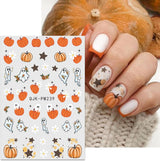 JMEOWIO Nagelsticker Halloween 9 Blatt Nail Art Sticker Selbstklebend Nagelaufkleber Süßes Gespens Kürbis Decoratie Nageldesign Zubehör