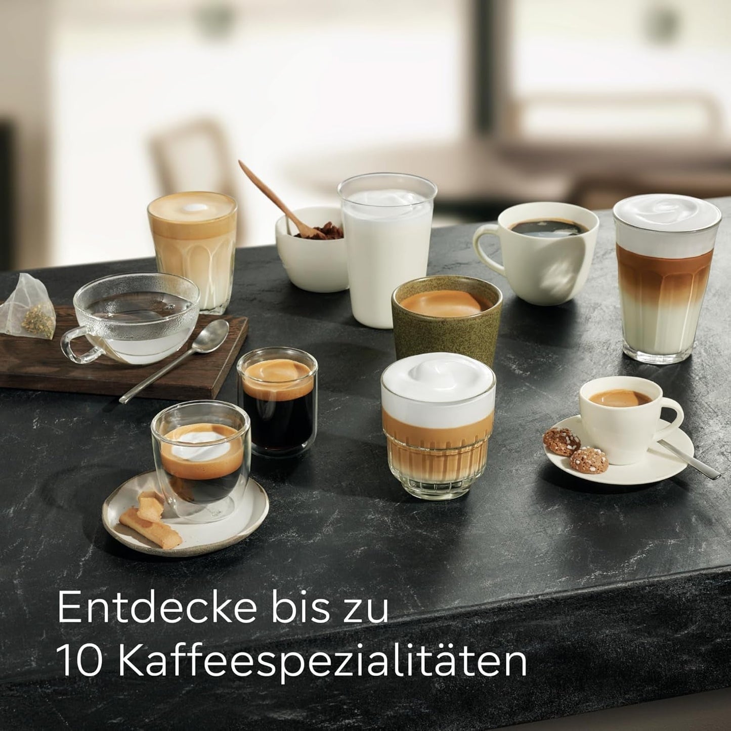 Siemens EQ500 volautomatische espressomachine TQ513D01, vele koffiespecialiteiten, melkopschuimer, geïntegreerd melkreservoir, automatische stoomreiniging, 1500 W, natuurlijk licht zilver/pianozwart
