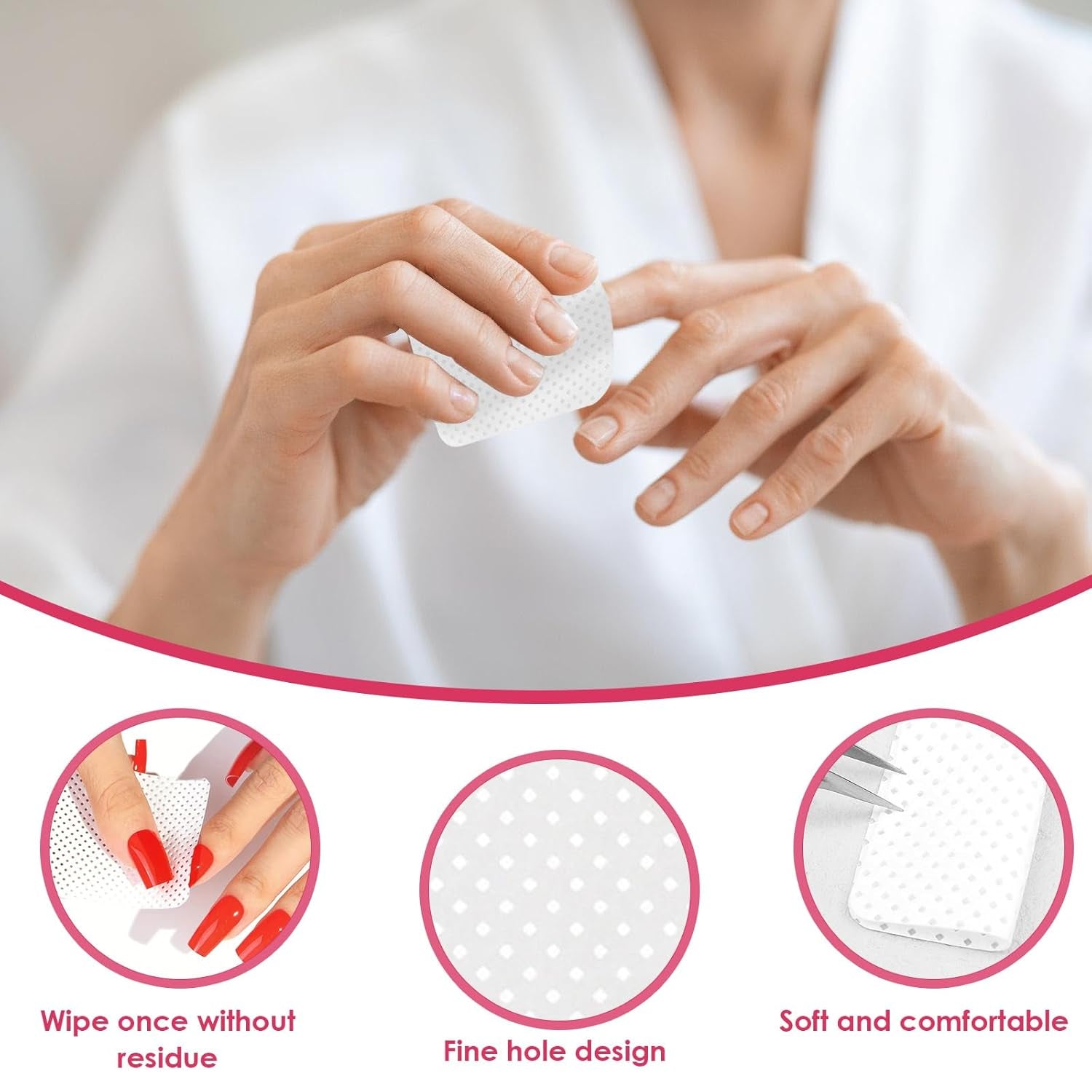 330 Stück Fusselfrei Nägel Wattepads, Fusselfreie Nageltücher, Nagel Wischtücher Wattepads, Nagelleck Entfernen Für Cleaner Gelnägel Nageldoekjes Pads (Weiß)