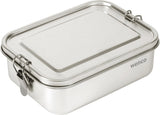 Wenco Lunchbox van roestvrij staal, 2 compartimenten, grote capaciteit, 850 ml, lunchbox, waterdicht, vaatwasmachinebestendig, inclusief vervangende siliconenring, 18,5 x 14 x 5,5 cm, zilver (2 stuks) voedselbewaardozen Naty Shop