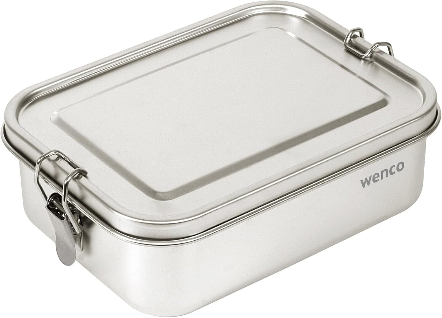 Wenco Lunchbox van roestvrij staal, 2 compartimenten, grote capaciteit, 850 ml, lunchbox, waterdicht, vaatwasmachinebestendig, inclusief vervangende siliconenring, 18,5 x 14 x 5,5 cm, zilver (2 stuks) voedselbewaardozen Naty Shop