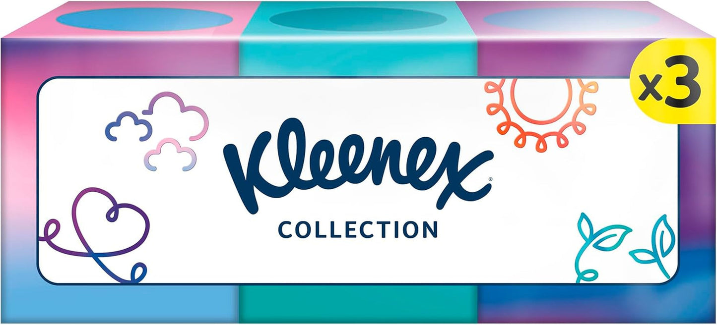 Kleenex cosmetische tissuedozen, dagelijks gebruik, 3-laags, verzamelkubus, 12 x 48 tissues