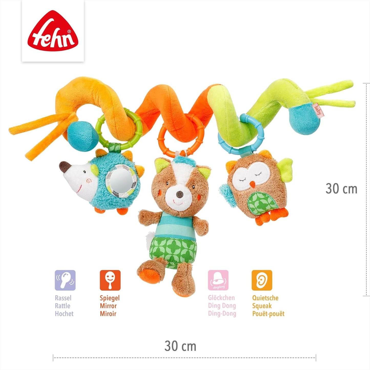 Fehn Activity Spiral Sleeping Forest - kinderwagenspeelgoed aanraken en vasthouden - babyspeelgoed voor bed, box, kinderwagen en autostoel - motorisch speelgoed voor baby's en peuters vanaf 0+ maanden Babyspeelgoed Naty Shop