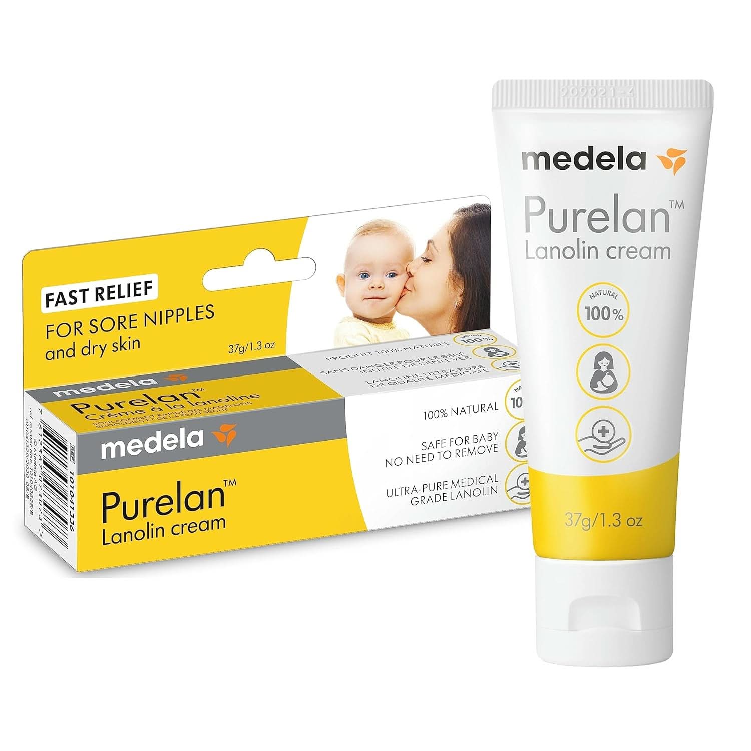 Medela Purelan 37G Lanoline Tepelcrème - crème voor pijnlijke tepels en droge huid, 100% natuurlijk, hypoallergeen Accessoires Voeding en borstvoeding Bebe Naty Shop