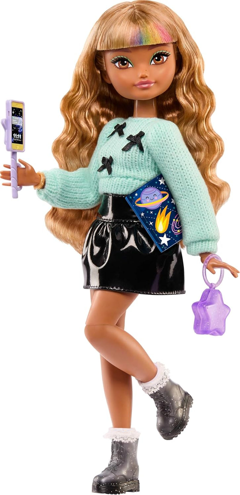 Barbie Dream Besties-pop en accessoires, Zia-modepop met afneembare arrangementen en golvend bruin haar, 7-delig haar en maan, JGG36