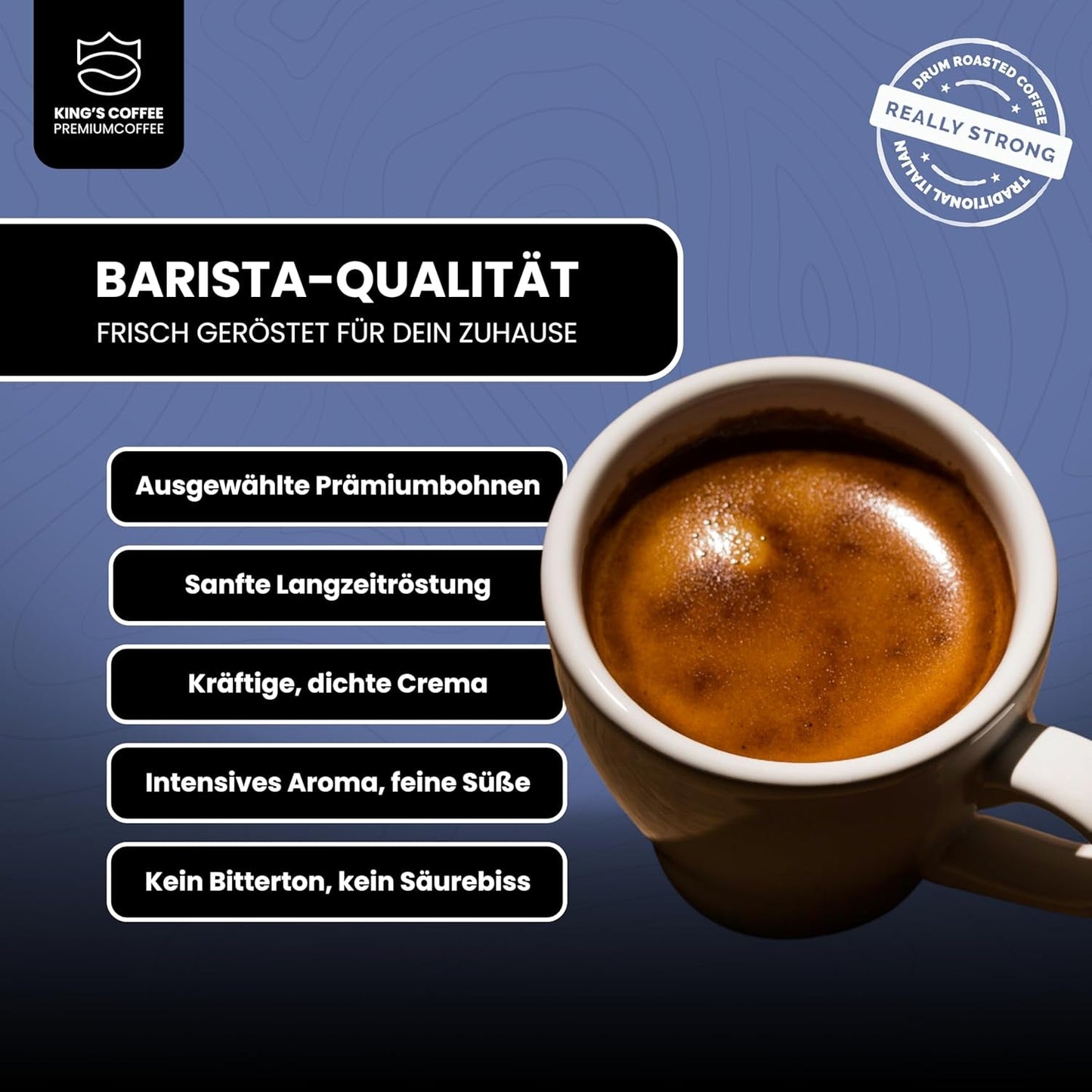 KING'S COFFEE - AMESTEC RS ESPRESSO - 1 kg sterke en aromatische koffiebonen - koffie met een lage zuurgraad - koffie met hele bonen - kleine batchbranding uit Italië - espressobonen voor volautomatische machines en portafiltermachines