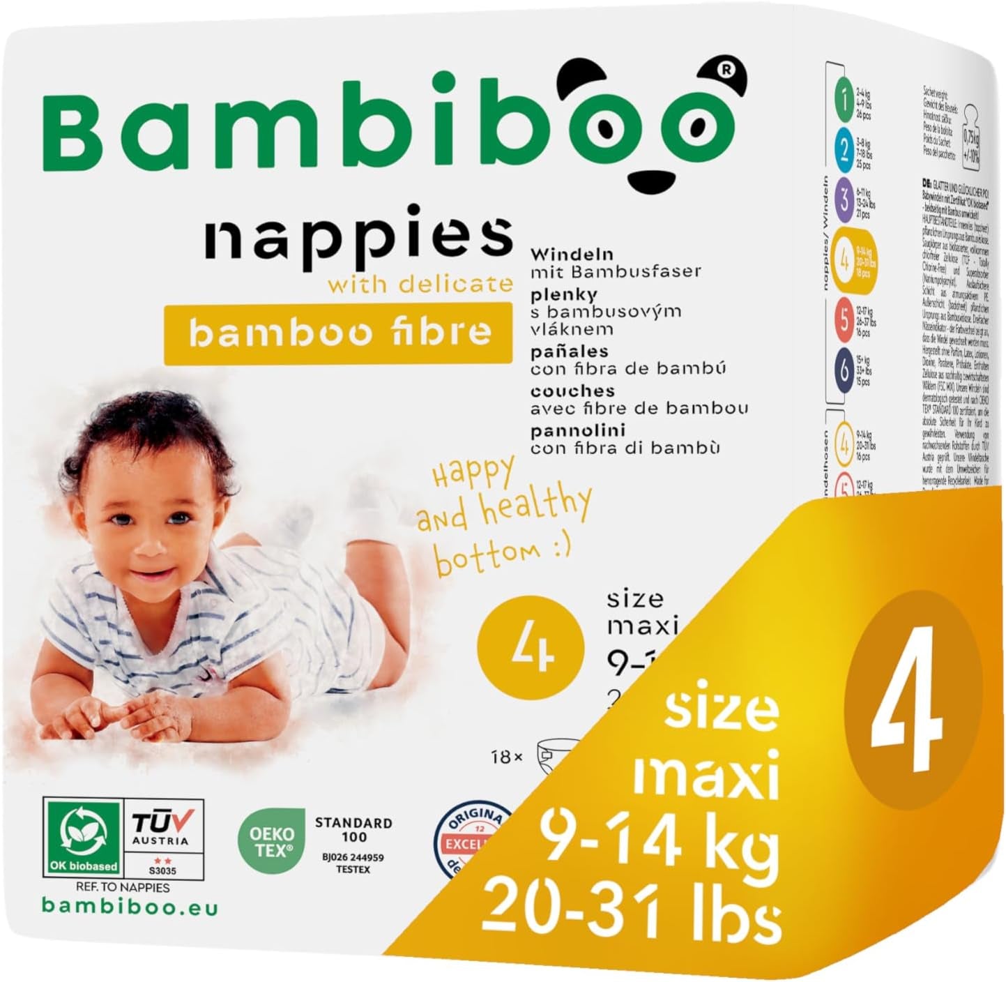 Bambiboo Mini Wegwerpluiers Huidvriendelijk met Zachte Bamboevezel Navelopening - Luiers voor pasgeborenen - Wegwerpluiers voor pasgeborenen - Huidbescherming - Maat 2, 25 stuks