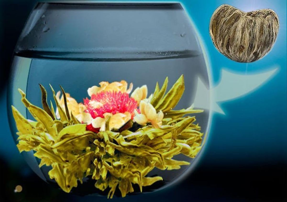 Theebloemen goudstaaf 1 stuk 6 g | Groene theebladeren | Jasmijnbloemen | Europese klimplant | Groene thee Thee met bloemen | Groene theebloemen | Ideaal voor theeliefhebbers