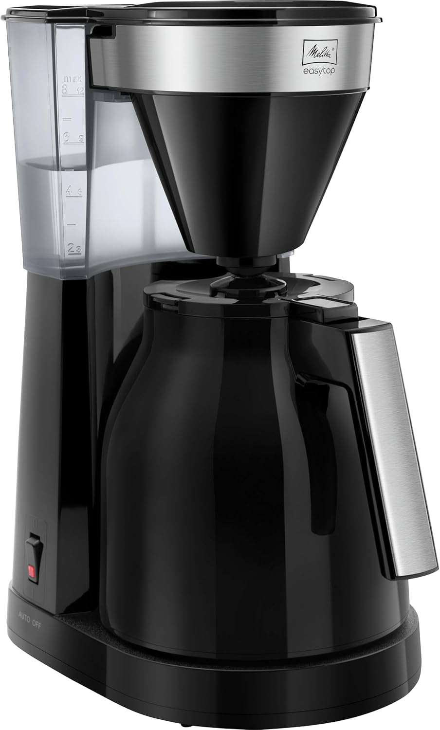 Melitta Easy Top - Espressomachine met filter en glazen karaf, voor maximaal 10 koffiekopjes, zwart/roestvrij staal