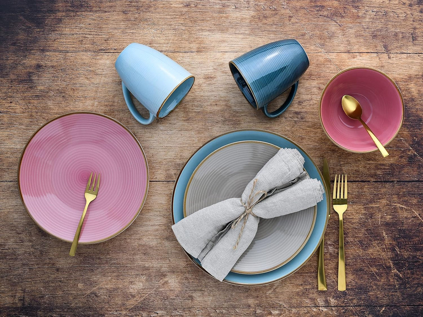 CreaTable, 22506, COSY DAY-serie, 16-delige serviesset voor 4 personen, porseleinen combinatieservies, vaatwasmachine- en magnetronbestendig, kwaliteitsproductie