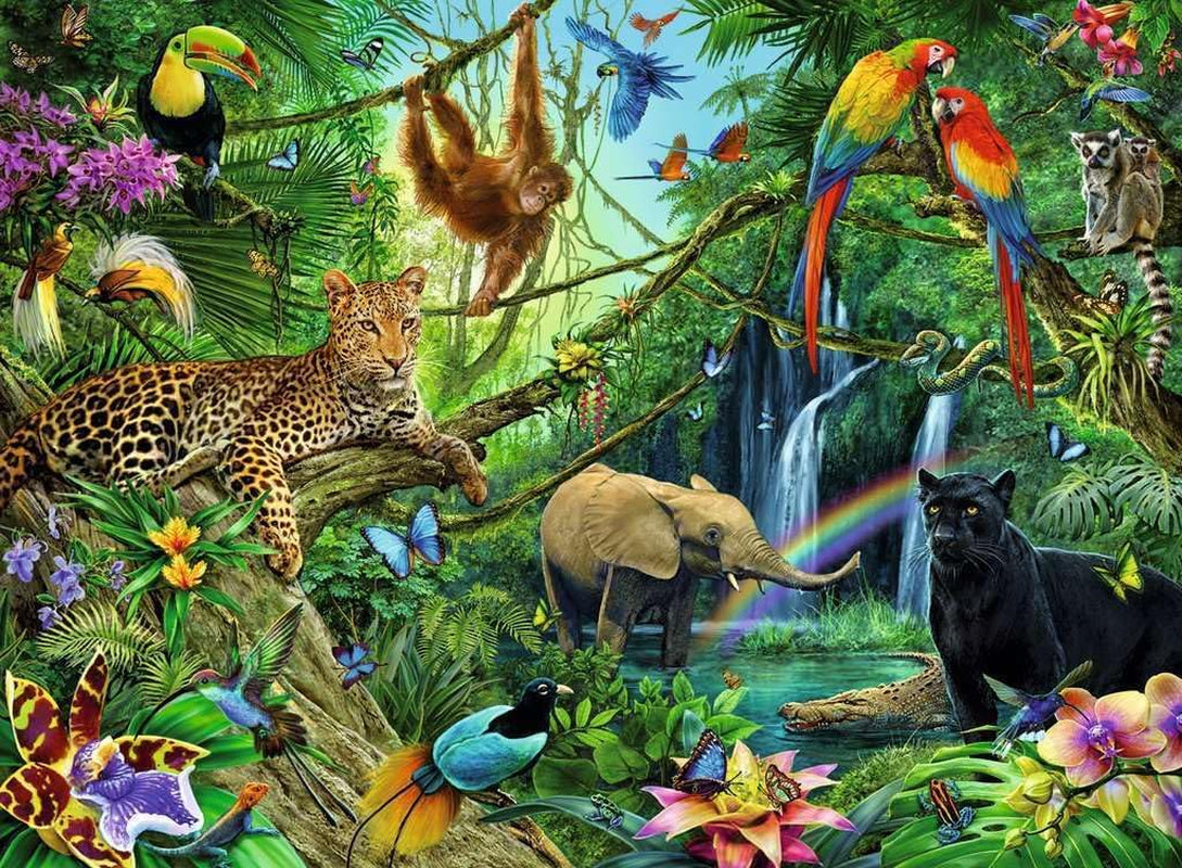 Ravensburger Puzzel voor kinderen - 12660 Dieren in de jungle - Dierenpuzzel voor kinderen vanaf 8 jaar, met 200 stukjes in Xxl-formaat Puzzel Naty Shop